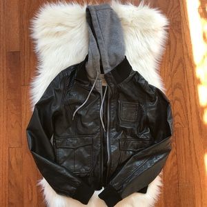 Faux Leather Jacket/Hoodie